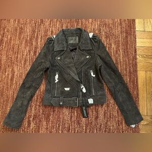 NWT BLANK NYC charcoal gray suede moto jacket size xs